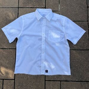 Elegant White Short Sleeve Button Down Shirt